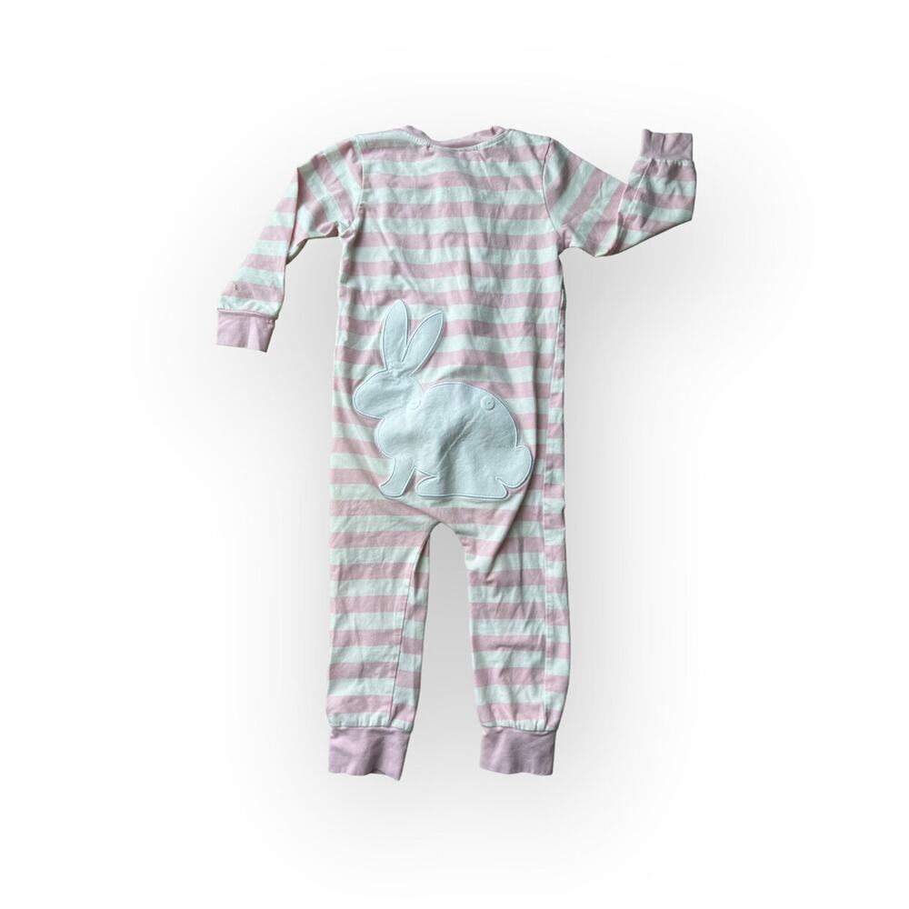 Smocking Dog Bunny Bum Appliqué Zip Up Pajamas